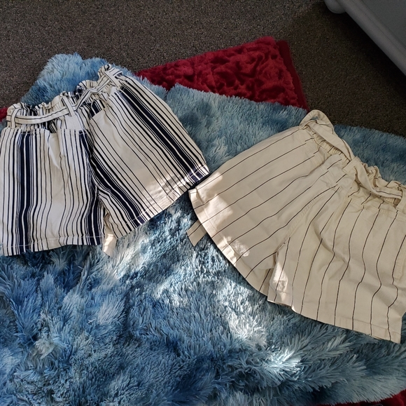 Time and Tru Pants - 2 PAIRS OF STRIPED RUFFLE ELASTIC WAISTBAND SHORTS!
